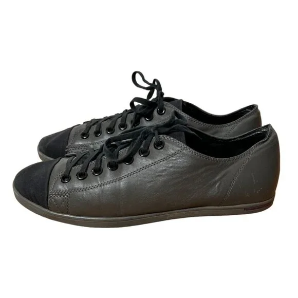 Huckberry Men's 9.5 Low Top LEATHER Madsen Sneakers LUXURY Canvas Shoes Gray